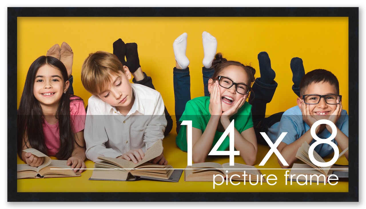 14x8 Solid Wood Picture Frame with UV-Resistant Acrylic & Acid-Free Backing, Available in 6 Finishes: Matte Black, Matte White, Metallic Bronze, Silver, Natural Wood Grain & Mahogany